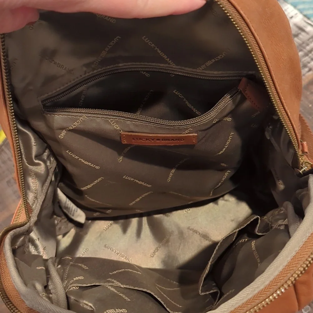 Lucky Brand, Camel Color Leather Backpack.